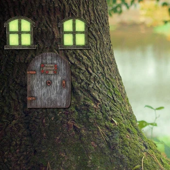 Miniatúrne Víla Gnome Domov Okná a Dvere a na Stromy, na Dvore Umenie Záhrada Sôch, Dekorácie