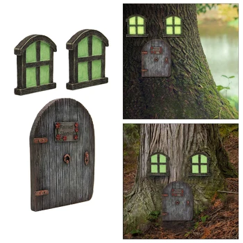 Miniatúrne Víla Gnome Domov Okná a Dvere a na Stromy, na Dvore Umenie Záhrada Sôch, Dekorácie