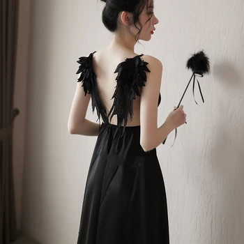 Anjelské Krídla Sexy Pokušenie Sleepdress Módne Ženy Šatka Satin Spánku Šaty Nightgown Oblečenie Pre Voľný Čas Bielizeň, Oblečenie