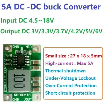 5A DC-DC Konvertor Step-Down Buck Modul 4.5-18V na 3V 3.3 V, 3,7 V 4.2 V, 5V 6V Regulátor Napätia Batérie Nabíjačky motor LED
