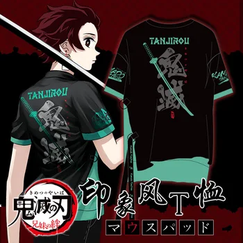 Anime Démon Vrah: Kimetsu č Yaiba T-shirt Kamado Tanjirou Falošné Dva kusy Krátkym Rukávom Unisex Tričko Letné Topy Cosplay
