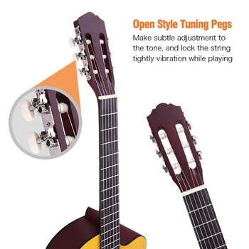 Ammoon CGE-12 39 Palec 6-String Rezu EQ Klasickú Gitaru Vstavané Vyzdvihnutie Merbau Topboard Operadlo Sideboard s Gig Bag
