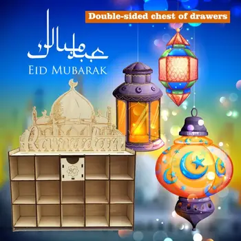 Drevené Zásuvky Ramadánu Dekorácie Eid Mubarak Adventný Kalendár Časovač Moslimských