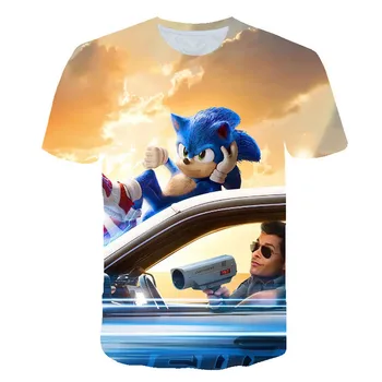 2021 Lete Chlapci Karikatúry Sonic Tlač Oblečenie Chlapec Dievča 3D Funny T-shirts Kostým detský letný Odev Deti Tričká Detské Tričká