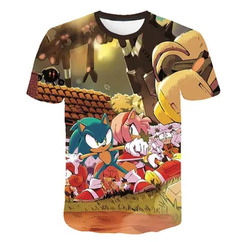 2021 Lete Chlapci Karikatúry Sonic Tlač Oblečenie Chlapec Dievča 3D Funny T-shirts Kostým detský letný Odev Deti Tričká Detské Tričká