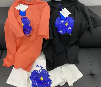 2021 ADER CHYBA Bluessom T-shirt Muži Ženy Vysoko Kvalitné Modrý Kvet Logo Adererror Tee Výšivky Graffiti Topy Krátky Rukáv