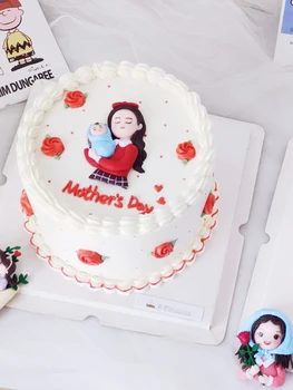Láska mama Krásnu Dámu, objať baby Happy Birthday Cake Vňaťou pre Deň matiek Darček Cupcake Dezert Dodávky Láska Darčeky