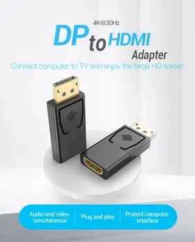 Anmck 4k Displayport do Adaptéra HDMI Samec DP-HDMI Ženské Video Audio UHD Prevodník pre PC Projektor Displayport na HDMI 4K