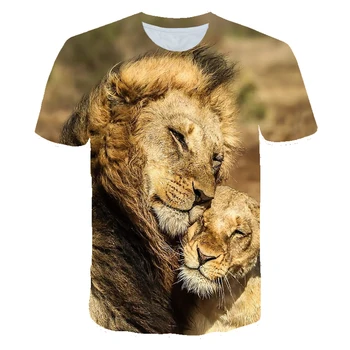 Lesné Zviera Lion king 3D Grafické T-shirt detské oblečenie Roztomilý-Krátke rukávy T-shirt Vrchole Letné Chlapec Dievča Módne Oblečenie