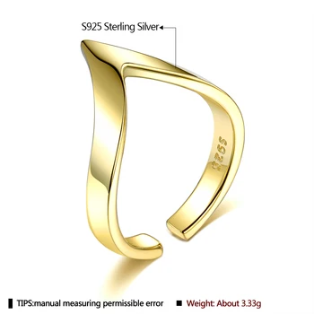 ZEMIOR Autentické 925 Sterling Silver Vlna Geometrické Otvorte Nastaviteľné Prstene Pre Ženy, Svadobné Zapojenie Jemné Šperky Nový Príchod