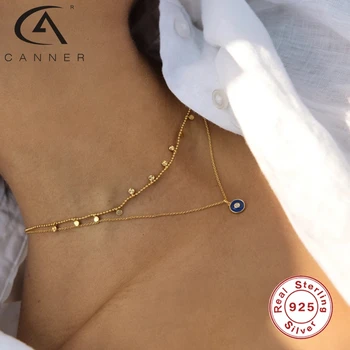 CANNER Reálne 925Sterling Strieborný Náhrdelník Pre Ženy Zlatý Náhrdelník Choker Šperky Elegantné Kúzlo Svadobné Šperky, Prívesok Priateľstvo