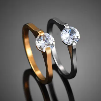 Zlato a Striebro Farba Veľký Kameň Pár Krúžky z Nehrdzavejúcej Ocele pre Ženy, Mužov Crystal Krúžok Luxusné Značky Šperky Svadobný Dar