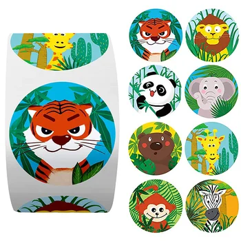 50-500pcs/roll Cartoon Zvierat Zoo Deti Odmenu Nálepky Učiteľ 8 Vzor Tigra panda Študent Povzbudenie Nálepky