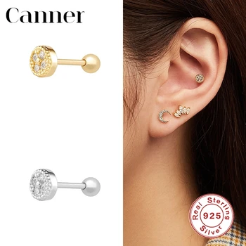 Canner 1pcs Pendientes Plata 925 Náušnice Pre Ženy Stud Earings Geometrické CZ Earings Helix Chrupavky Piercing Jemné Šperky W5