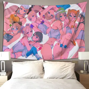 FFO Anime Gobelín Stene Visí Kawaii Domova Spálne Dekorácie Pozadí Ružová Roztomilý Dievča Módneho Tapisérie Pláži Kryt