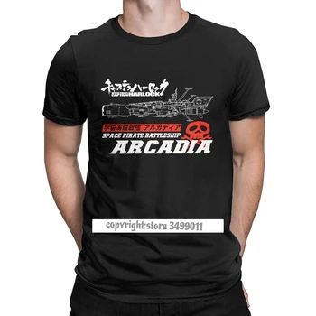 Muži Tričko Battleship Arcadia Zábavné Čistej Bavlny Tees Space Battleship Yamato Japonský Fiction Anime Tshirts O Krk Topy