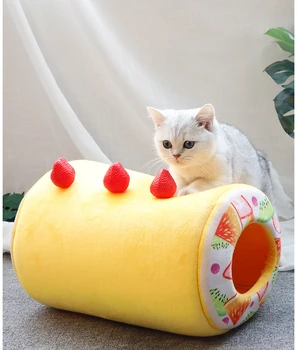 Vtipné Roztomilý Mačiatko, Umývateľný Spánku Jaskyňa Hniezdo Ovocie Torta Pes, Mačka Posteľ Bavlna Tortu V Tvare Pet Posteľ Pre Mačky Zime Teplé, Útulné Vankúš