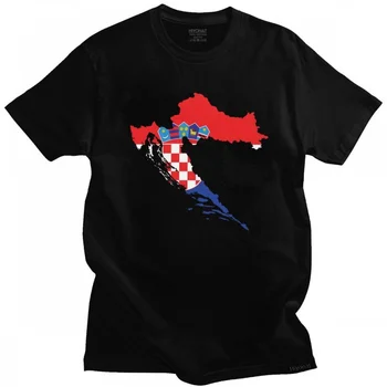 Klasické chorvátsky Chorvátsku Vlajku Mapu Tričko pre Mužov Crewneck Krátky Rukáv Bežné T-shirt Bavlna Pravidelné Nosenie Tee Tričko Oblečenie