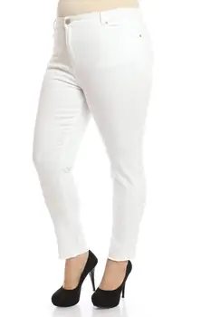 Hanezza Plus Veľkosť Ženy Móda 2021 Letné Oblečenie výškových Teľa-Dĺžka Elegantné Zmäkčovača Nohavice + 2XL - 7XL + Veľká Veľkosť Vysoko Sezónne Elegantné Džínsy + 44 - 54 EÚ Streetwear Žena Plus Telo Typu Čierna, Biela