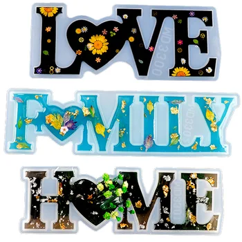 LOVE & HOME Sign Transparent Letter Silicone Mold Big Alphabet UV Crystal Epoxy Resin Casting Mould For DIY Jewelry Making Craft