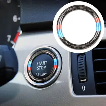 Auto Uhlíkových Vlákien Engine Start Stop Tlačidlo Kľúč Zapaľovania Krúžok Dekor Výbava Pre BMW 3 Series E90 E92 E93 2009-2012 Upravené 320i