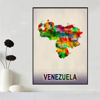 Venezuela Mapa Akvarel Umelecké Plátno Plagát Vytlačí Domov Stenu Decor Maľovanie Bez Rámu