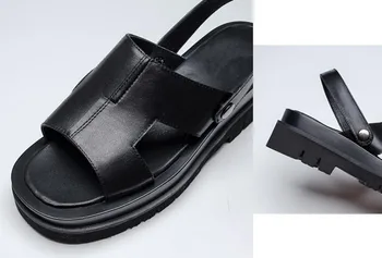Letné Mens Príležitostných Sandále Zvýšenie Výšky Originálne Kožené Sandále Moderné Platformy Vysoké Podpätky Mužov, Topánky, Sandále, Papuče 37-44