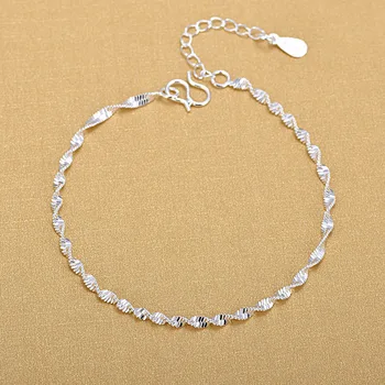 925 Sterling Silver Módne Jednoduché, Elegantné Twisted Reťazca Náramky Šperky Pre Ženy Vlna Anklet Darčeky 2020