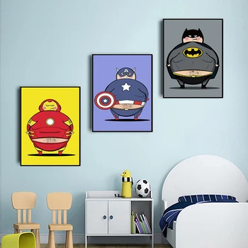 Cartoon Marvel Superhrdina Iron Man Burger Shop Visí Maľovanie Avengers Wall Art Nástenné Tlač detskej Izby Domova Maľovanie