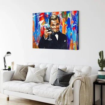 Wall Street Plátno Maliarske Umenie Vlk Leonardo DiCaprio Oslavuje Úspech Plagát Obývacia Izba Domáce Dekorácie Maľovanie Rám