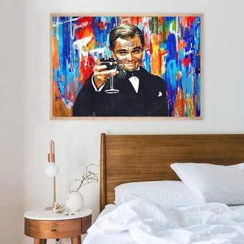 Wall Street Plátno Maliarske Umenie Vlk Leonardo DiCaprio Oslavuje Úspech Plagát Obývacia Izba Domáce Dekorácie Maľovanie Rám