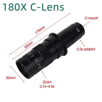 180X 300X C-MOUNT Len Priemysle Video Mikroskopom Fotoaparát Nastaviteľný Objektív, Okulár Zväčšením Okulára širokouhlý Objektív