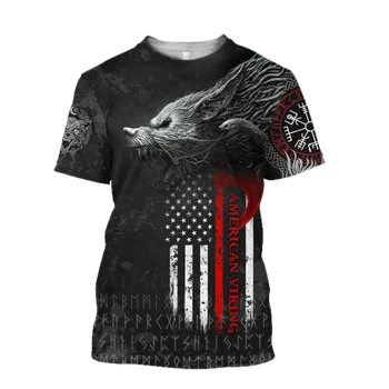 2021 Lete Muži t-shirt Fenrir Viking Vlk A Mesiac Tattoo 3D Vytlačené Harajuku Bežné krátke Sleeve Tee tričká Unisex topy QDL023