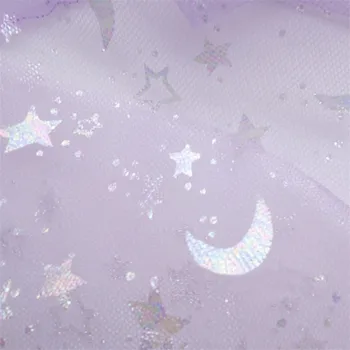 Nové Misty Snový Hviezdy, Mesiac Tylu Sequin Textílie Organza Princezná Šaty Svadobné Šaty Diy Plavidlá, Party Dekorácie Textílie (1.6*1 m)