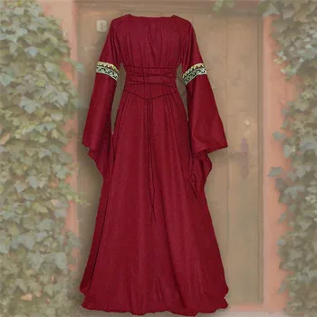 Ženské Vintage Oka Šaty Ženy Dámy Stredoveké Dĺžka Podlahy Gotické a Renesančné Cosplay Dlhý Rukáv Jeseň Šaty Plus Veľkosť