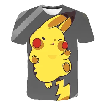 Chlapec A Dievča 3D Lete Pokemon Módne Cartoon T-Shirts Hip Hop Streetwear Bežné Krátky Rukáv Muži Ženy Vytlačené T-Shirt 4t-taktné-14T