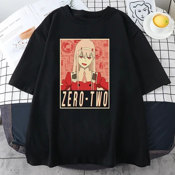 Nula Dva Anime Girl Roztomilý Žien T-Shirt kórejský Štýl Bežné Tričká 2021 Lete Cool Tričko Fashion Street Tees Pre Ženy