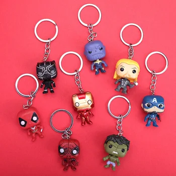 Marvel Spiderman Iron Man Hrdina Cartoon Keychain Avengers Anime Obrázok PVC Taška Tlačidlo Pendan Hračky Darček