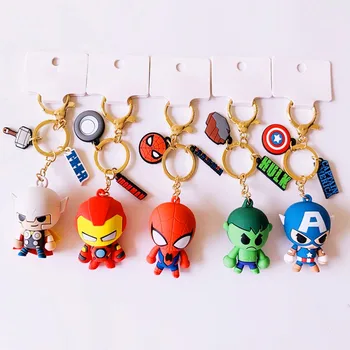 Marvel Spiderman Iron Man Hrdina Cartoon Keychain Avengers Anime Obrázok PVC Taška Tlačidlo Pendan Hračky Darček