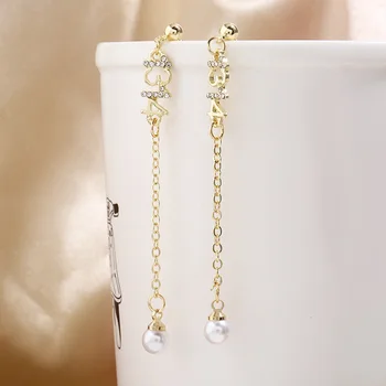 Krásne Číslo kórejský Drop Náušnice pre Dievčatá Dlhý Strapec Simulované Pearl Prívesok Luxusné Dámske Svadobné Ucho Dekorácie pendientes