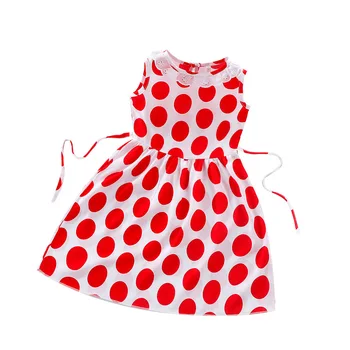 2-8 Rokov Dievčatá Polka-Dot Dress 2021 Nové Letné Bez Rukávov Luk Plesové Šaty, Oblečenie Pre Deti Detská Princezná Šaty, Oblečenie Pre Deti