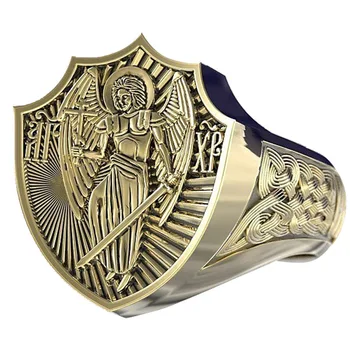 Boho Punk Mužov Krúžok Retro Anjel Krídla Kríž Pečať Prstene pre Mužov Vintage Bohyňa Spravodlivosti Viking Šperky Mužov Darček