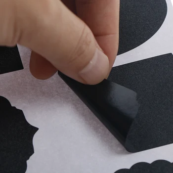 Krásne 16 Ks Čierna DIY Ručne Vyrobené samolepiace etikety papierové nálepky prázdny štítok Samolepka papier
