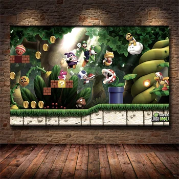 Video Hry Super Smash Bros, Mario Plagát Plátno Na Maľovanie Nástenná Maľba Obývacia Izba, Spálňa Domov Wall Art Decoration