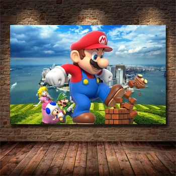 Video Hry Super Smash Bros, Mario Plagát Plátno Na Maľovanie Nástenná Maľba Obývacia Izba, Spálňa Domov Wall Art Decoration
