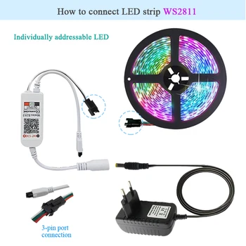 RGB Adresný LED Pásy WS2811 DC 12V LED Pás Svetla 90 Led Farebný Sen Programovateľné Digitálne Flexibilné LED Pixel Lano Svetlo