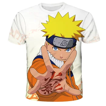 Letné Nové-Narutos-3D Tlač Anime Chlapci Dievčatá T-shirt Bežné Krátke rukávy Cartoon Harajuku T Shirt Deti Deti Roztomilý Topy