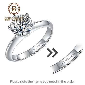 GEM BALET Vlastné Meno Svadobné Navrhnúť Zásnubné Prstene Pre Ženy 925 Sterling Silver Moissanite Krúžok Výročie Darček