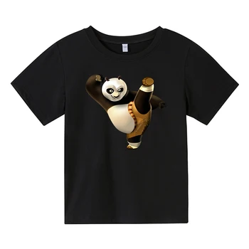 2021 Nové Letné Voľné kungfu Panda Roztomilé Deti, Oblečenie pre Deti, Dievča, Krátky Rukáv Karikatúra Tlače Tričká Topy Chlapci Oblečenie