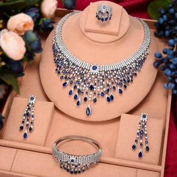 GODKI Slávnej Značky 4PCS Zelený CZ Luxusné Afriky Šperky Set Pre Ženy, Svadobné Party Zirkón Crystal Dubaj Svadobné Šperky Set Darček